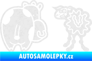 Samolepka JDM kravička a ovečka 002 levá Ultra Metalic bílá