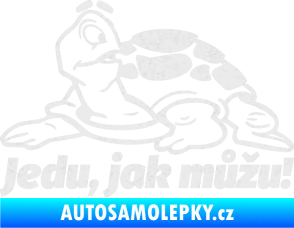 Samolepka Jedu, jak můžu! 001 levá nápis se želvou Ultra Metalic bílá
