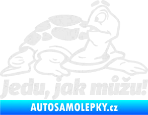 Samolepka Jedu, jak můžu! 001 pravá nápis se želvou Ultra Metalic bílá