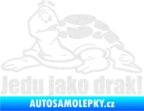 Samolepka Jedu jako drak! 001 levá nápis se želvou Ultra Metalic bílá