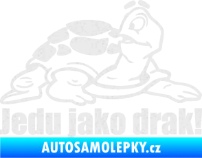 Samolepka Jedu jako drak! 001 pravá nápis se želvou Ultra Metalic bílá
