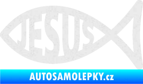 Samolepka Jesus rybička 003 křesťanský symbol Ultra Metalic bílá