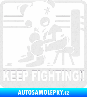 Samolepka Keep Fighting!! Ultra Metalic bílá