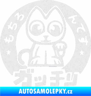 Samolepka Kočička lucky cat JDM 002  Ultra Metalic bílá