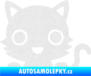 Samolepka Kočka 014 pravá kočka v autě Ultra Metalic bílá