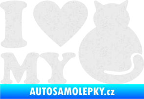 Samolepka Kočka 033 I love my cat Ultra Metalic bílá