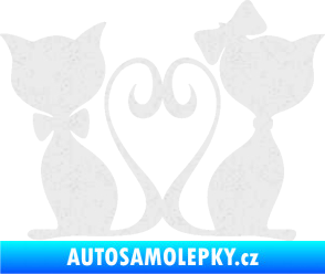 Samolepka Kočky love 002 levá spletené ocásky Ultra Metalic bílá