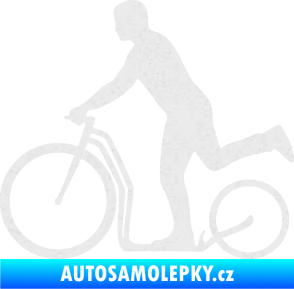 Samolepka Koloběžka 001 levá jízda  Ultra Metalic bílá