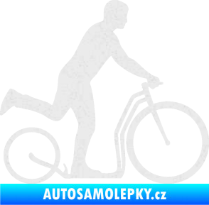 Samolepka Koloběžka 001 pravá jízda  Ultra Metalic bílá