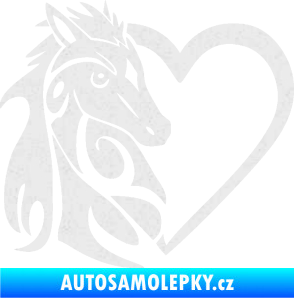 Samolepka Koník love 001 levá hříbátko v srdíčku Ultra Metalic bílá