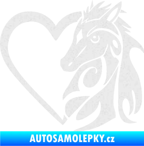 Samolepka Koník love 001 pravá hříbátko v srdíčku Ultra Metalic bílá