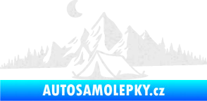 Samolepka Krajina hory 023 levá kempování Ultra Metalic bílá