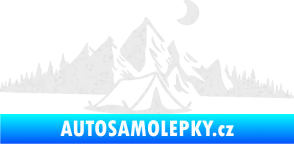 Samolepka Krajina hory 023 pravá kempování Ultra Metalic bílá