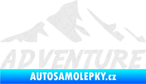 Samolepka Krajina hory 040 turistika, nápis Adventure Ultra Metalic bílá