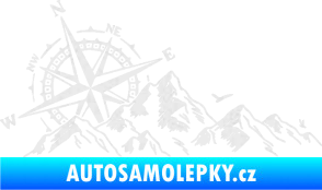 Samolepka Krajina hory 043 levá s kompasem Ultra Metalic bílá