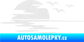 Samolepka Krajina moře 003 levá západ slunce odraz na hladině Ultra Metalic bílá