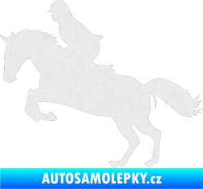 Samolepka Kůň 014 levá skok s jezdcem Ultra Metalic bílá