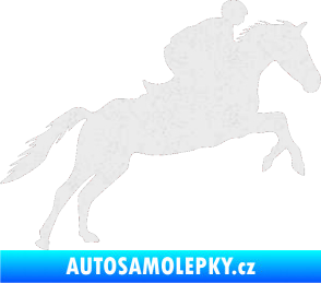 Samolepka Kůň 019 pravá jezdec v sedle Ultra Metalic bílá
