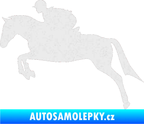 Samolepka Kůň 020 levá skok s jezdcem Ultra Metalic bílá
