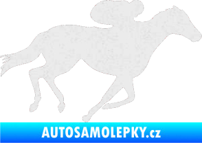 Samolepka Kůň 027 pravá závodí s jezdcem Ultra Metalic bílá