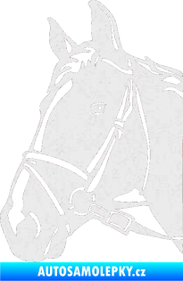 Samolepka Kůň 028 levá hlava s uzdou Ultra Metalic bílá