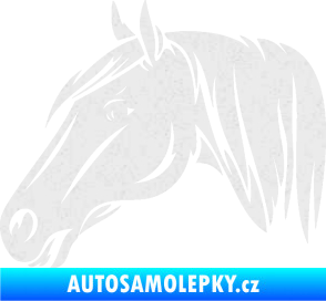 Samolepka Kůň 065 levá hlava s hřívou Ultra Metalic bílá