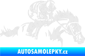 Samolepka Kůň 075 pravá závod s jezdcem, dostihy Ultra Metalic bílá