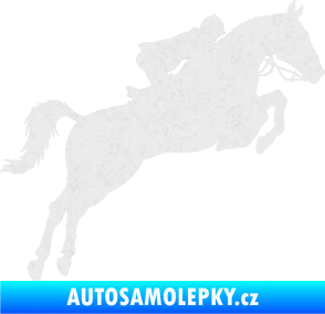 Samolepka Kůň 076 pravá parkur Ultra Metalic bílá