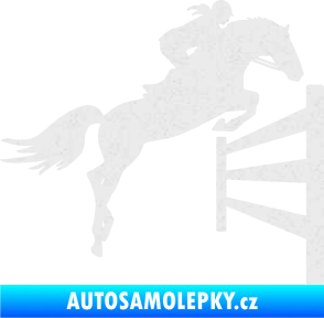 Samolepka Kůň 080 pravá skok přes překážku Ultra Metalic bílá