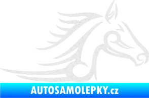 Samolepka Kůň 081 pravá hlava tattoo Ultra Metalic bílá