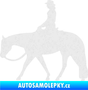 Samolepka Kůň 082 levá kovbojka na koni Ultra Metalic bílá