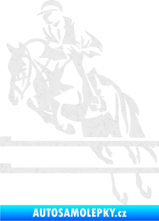 Samolepka Kůň 083 levá skok přes překážku Ultra Metalic bílá