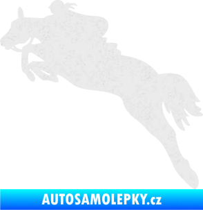 Samolepka Kůň 084 levá s jezdkyní Ultra Metalic bílá