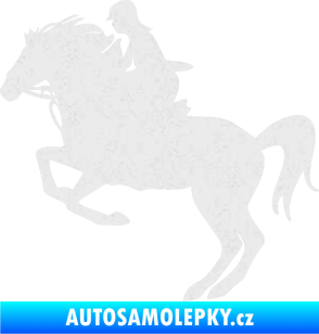 Samolepka Kůň 091 levá skok Ultra Metalic bílá