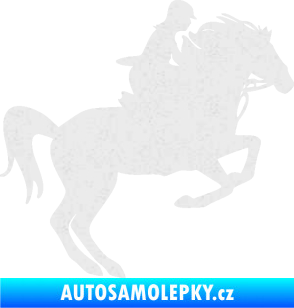 Samolepka Kůň 091 pravá skok Ultra Metalic bílá