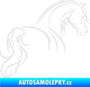 Samolepka Kůň 104 pravá Ultra Metalic bílá