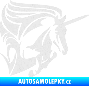 Samolepka Kůň jednorožec 001 pravá Ultra Metalic bílá