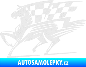 Samolepka Kůň racing 001 levá se šachovnicí Ultra Metalic bílá