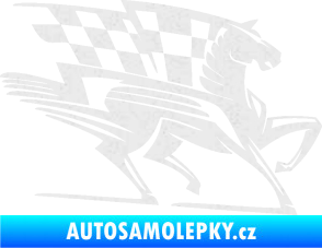 Samolepka Kůň racing 001 pravá se šachovnicí Ultra Metalic bílá