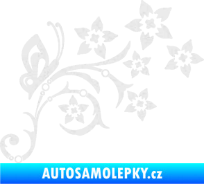 Samolepka Květina dekor 047 pravá s motýlem Ultra Metalic bílá