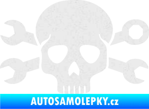 Samolepka Lebka 030 pravá mechanik Ultra Metalic bílá
