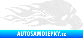 Samolepka Lebka 050 pravá v plamenech Ultra Metalic bílá