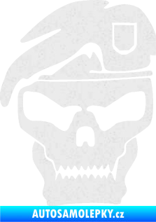 Samolepka Lebka army levá Ultra Metalic bílá