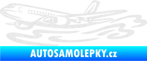 Samolepka Letadlo 026 levá v oblacích Ultra Metalic bílá