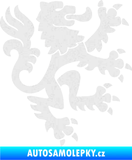 Samolepka Lev heraldika 001 pravá Český lev Ultra Metalic bílá