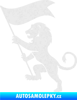 Samolepka Lev heraldika 005 levá s praporem Ultra Metalic bílá