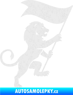 Samolepka Lev heraldika 005 pravá s praporem Ultra Metalic bílá