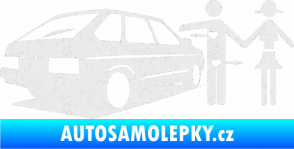 Samolepka Love car love girl levá Ultra Metalic bílá