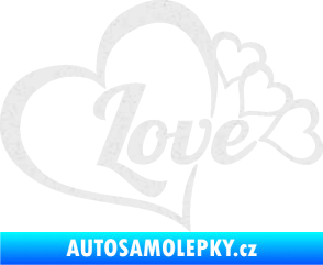 Samolepka Love nápis se srdíčky Ultra Metalic bílá