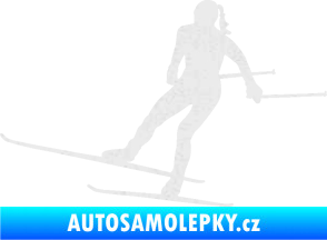 Samolepka Lyžařka 001 levá běh na lyžích Ultra Metalic bílá